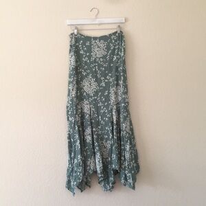 Free People Green Floral Midi Skirt